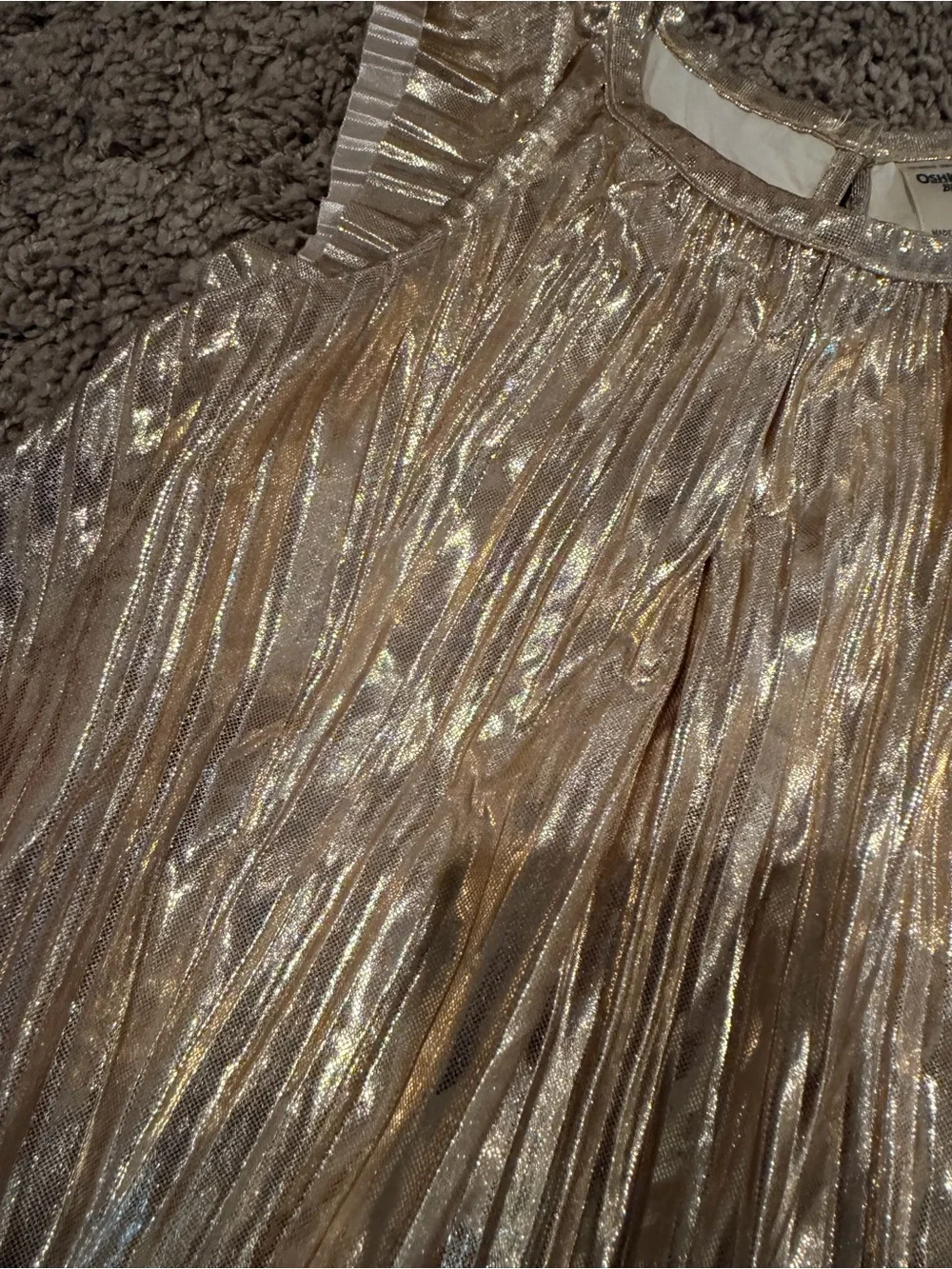 OshKosh B'gosh Metallic Gold Pleated Flutter-Sleeve Dress
